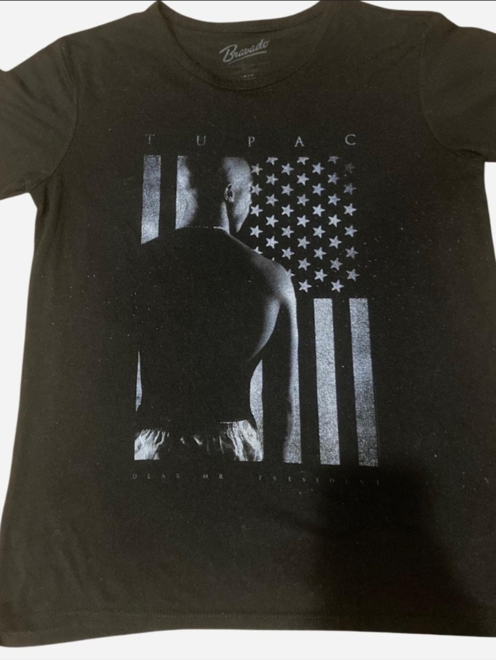 S-M | Tupac Dear Mr. President Bravado brand black t-shirt
